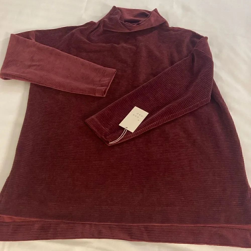 Maroon Mock Neck Ribbed Sweater A New Day Size XXL - Picture 1 of 5